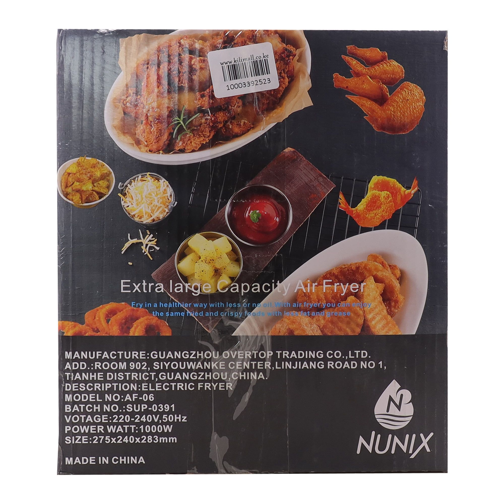 Nunix 6L Electric Air Fryer AF-6 Deep Fryer air fryer black