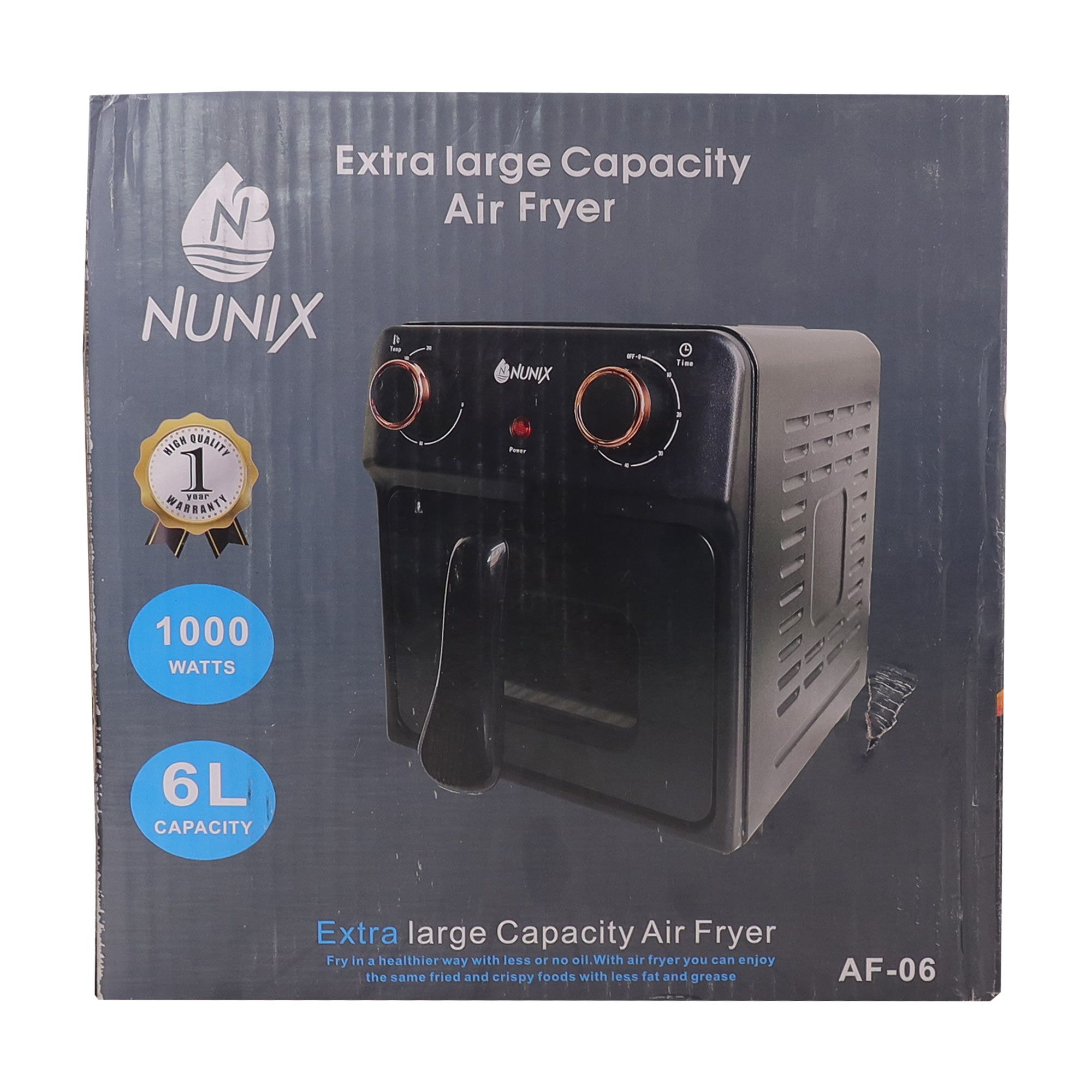 Nunix 6L Electric Air Fryer AF-6 Deep Fryer air fryer black
