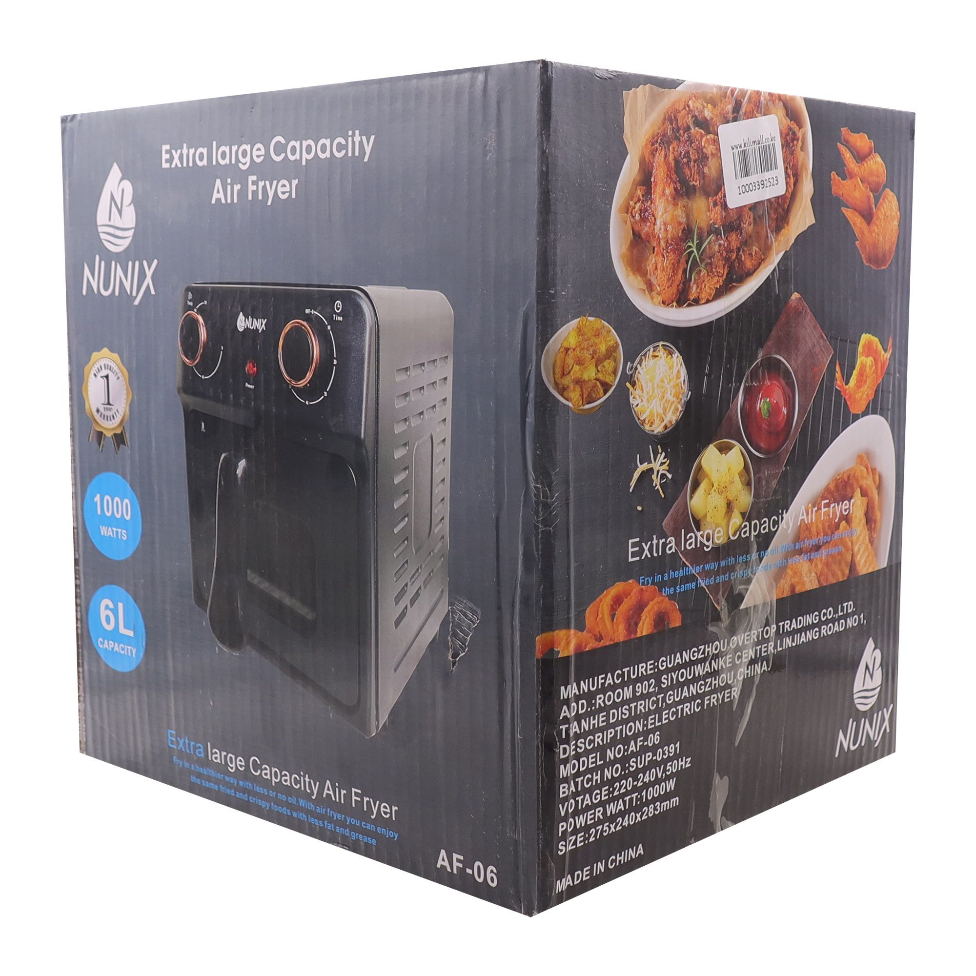 Nunix 6L Electric Air Fryer AF-6 Deep Fryer air fryer black