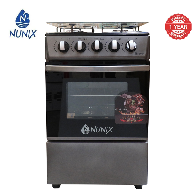 Nunix WLD-560-GO Free Standing 4 Gas Burners Oven Cooker Gas Cooker 1.5 M Hose Pipe +6KG Regulator+2 pcs Gas Tighteners