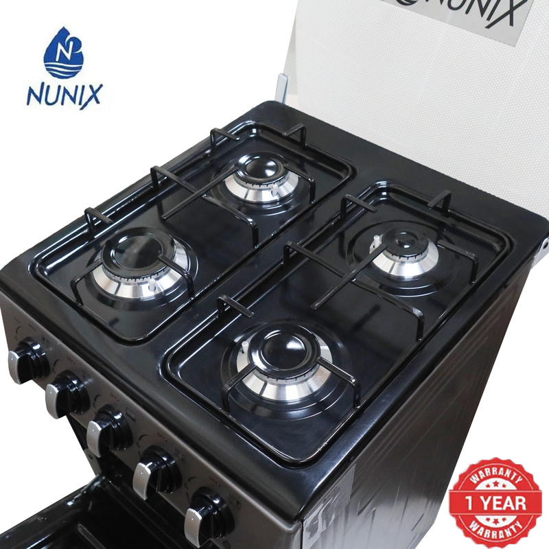Nunix WLD-560-GO Free Standing 4 Gas Burners Oven Cooker Gas Cooker 1.5 M Hose Pipe +6KG Regulator+2 pcs Gas Tighteners