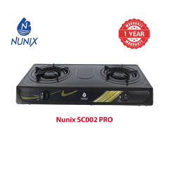Nunix Table Top Gas Cooker SC002 Stainless Steel +Free hose pipe +6kg Gas regulator+2 pcs Gas tighteners 2 burner Cooktops as picture