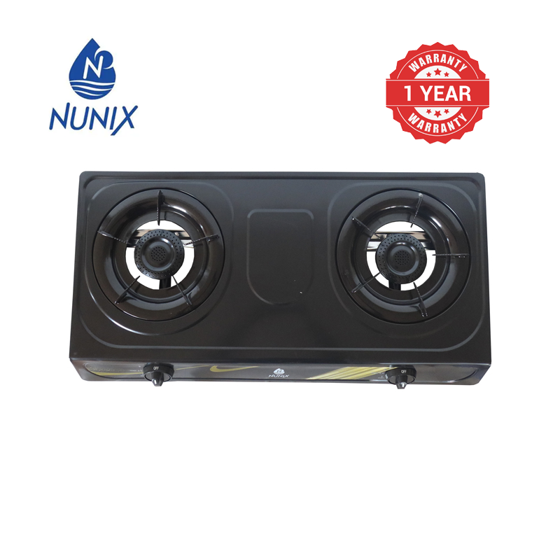 Nunix Table Top Gas Cooker SC002 Stainless Steel +Free hose pipe +6kg Gas regulator+2 pcs Gas tighteners 2 burner Cooktops as picture