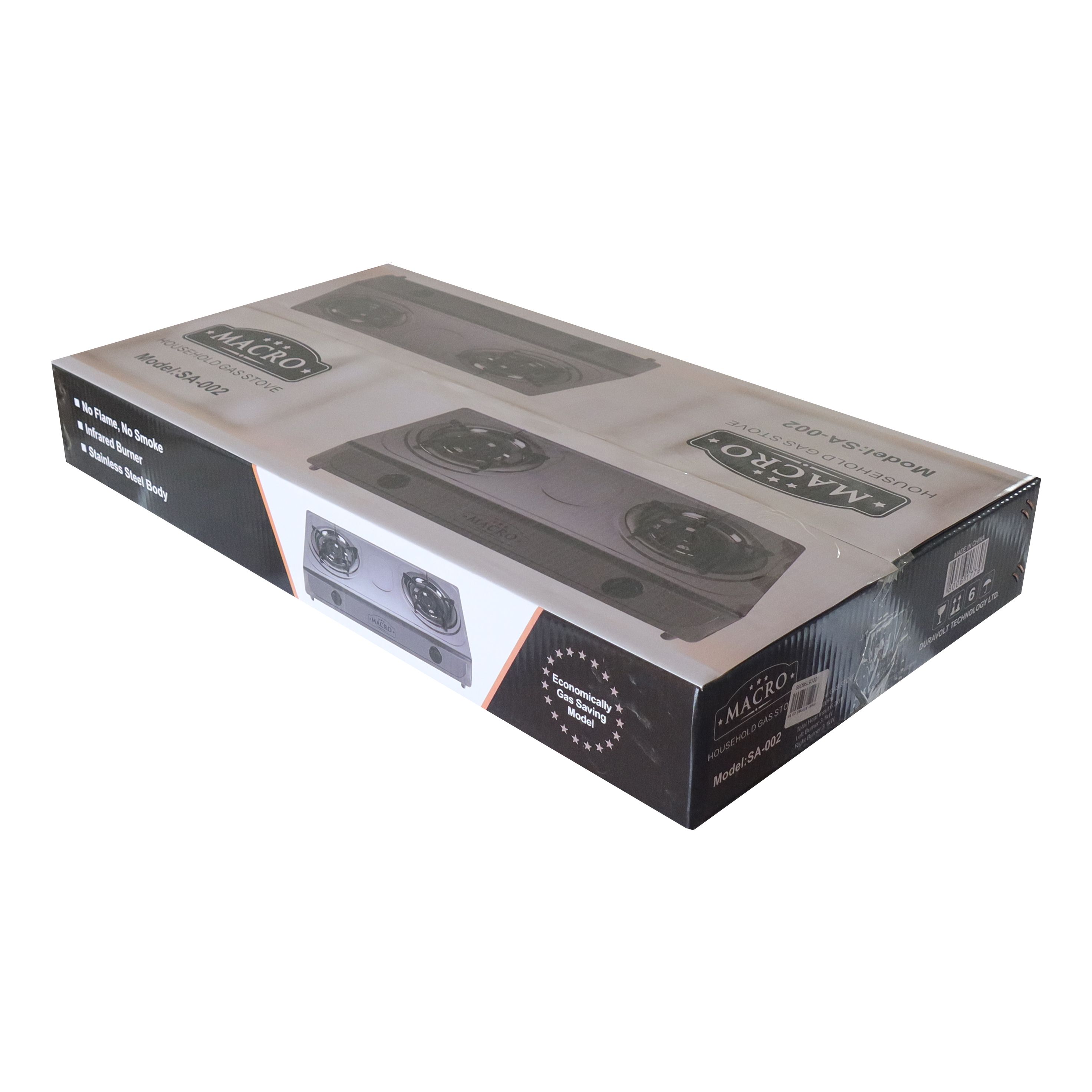 MACRO Table Top Gas Cooker SA-002 Double Burner Gas stove gas cooker stainless Black