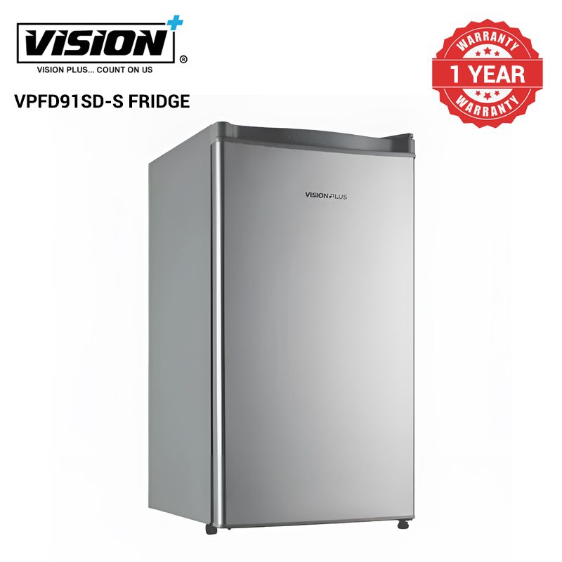 VISION PLUS 91L Fridge VPFD91SD-S Direct Cool Silver With Inbuit Freezer Glass Shelves Lockable 2 Years Warranty 3 Years  Warranty