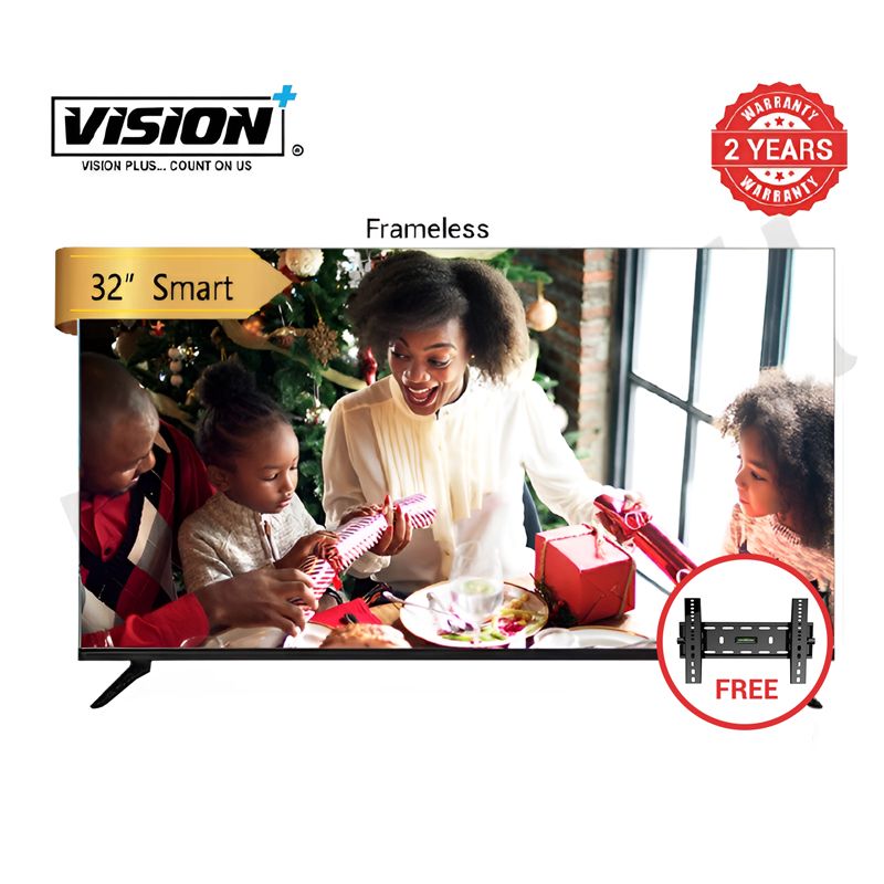 Vision Plus 32 inch tv Smart TV frameless VP8832SF 32" Frameless TVs Android , HD TV, DVB-T2 | S2, Televisions + FREE WALL BRACKET  VP8832SF 2 years  warranty quality audio televisions