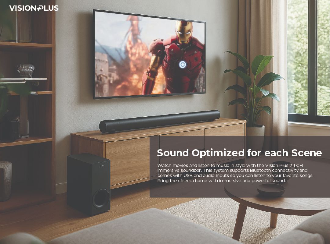Vision Plus VP2111SB Soundbar  Immersive Sound 2.1 CH Sound Bar 240W 2 year warranty
