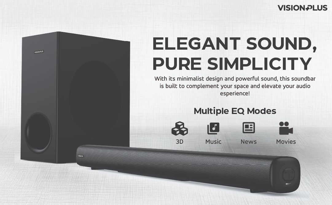 Vision Plus VP2111SB Soundbar  Immersive Sound 2.1 CH Sound Bar 240W 2 year warranty