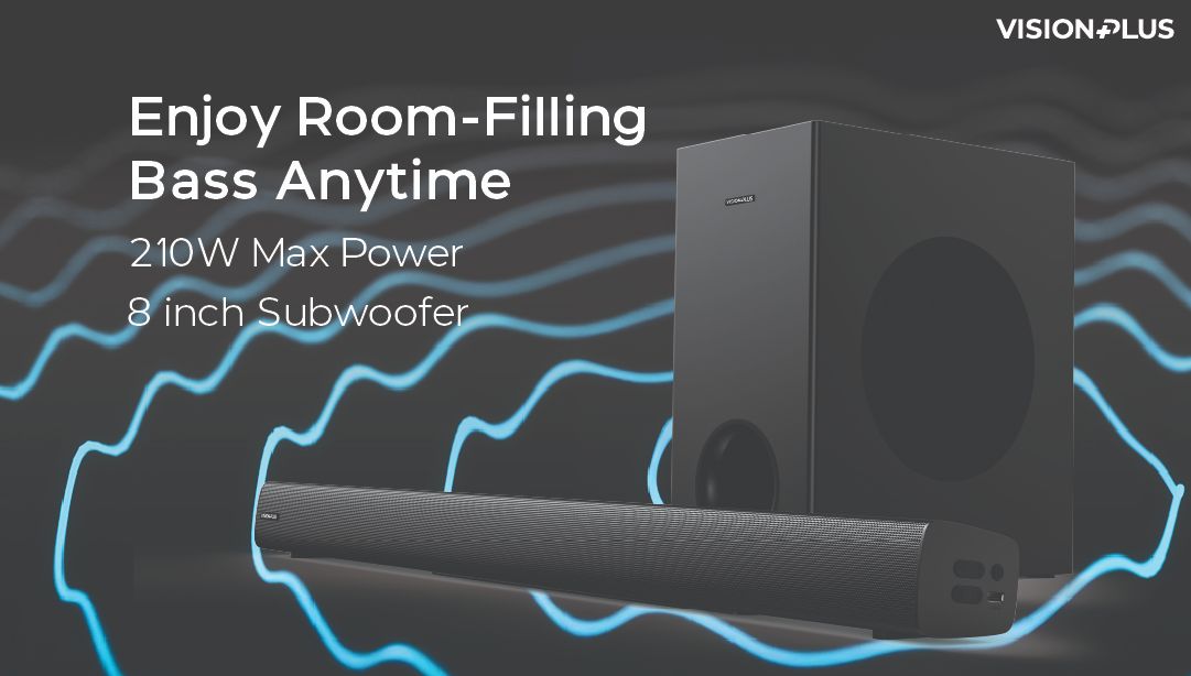 Vision Plus VP2113SB Soundbar Deep Bass 2.1 CH Sound Bar 360W Source input: BT/ USB/ OPTICAL/ HDMI/ AUX
