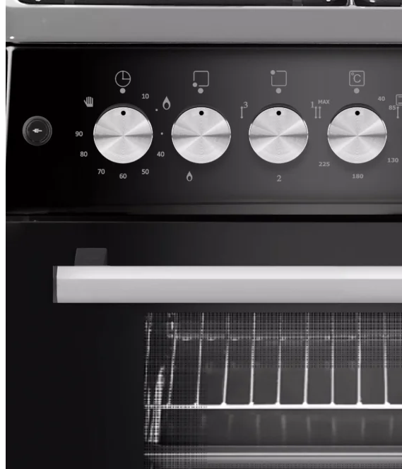 Vision Plus VPSC3160B 3 GAS +1 ELECTRIC Standing Cooker, 60X60, Flame Fail Device, Pulse Ignition, Shiny Enamel Hob, Top and Bottom Heating, Glass Top and Oven Door, Rotisserie and Light, 64L Oven,BLA