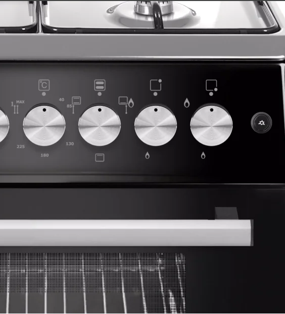 Vision Plus VPSC3160B 3 GAS +1 ELECTRIC Standing Cooker, 60X60, Flame Fail Device, Pulse Ignition, Shiny Enamel Hob, Top and Bottom Heating, Glass Top and Oven Door, Rotisserie and Light, 64L Oven,BLA