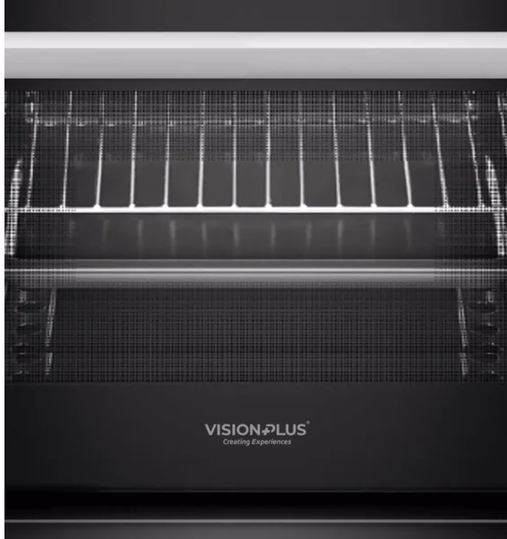 Vision Plus VPSC3160B 3 GAS +1 ELECTRIC Standing Cooker, 60X60, Flame Fail Device, Pulse Ignition, Shiny Enamel Hob, Top and Bottom Heating, Glass Top and Oven Door, Rotisserie and Light, 64L Oven,BLA