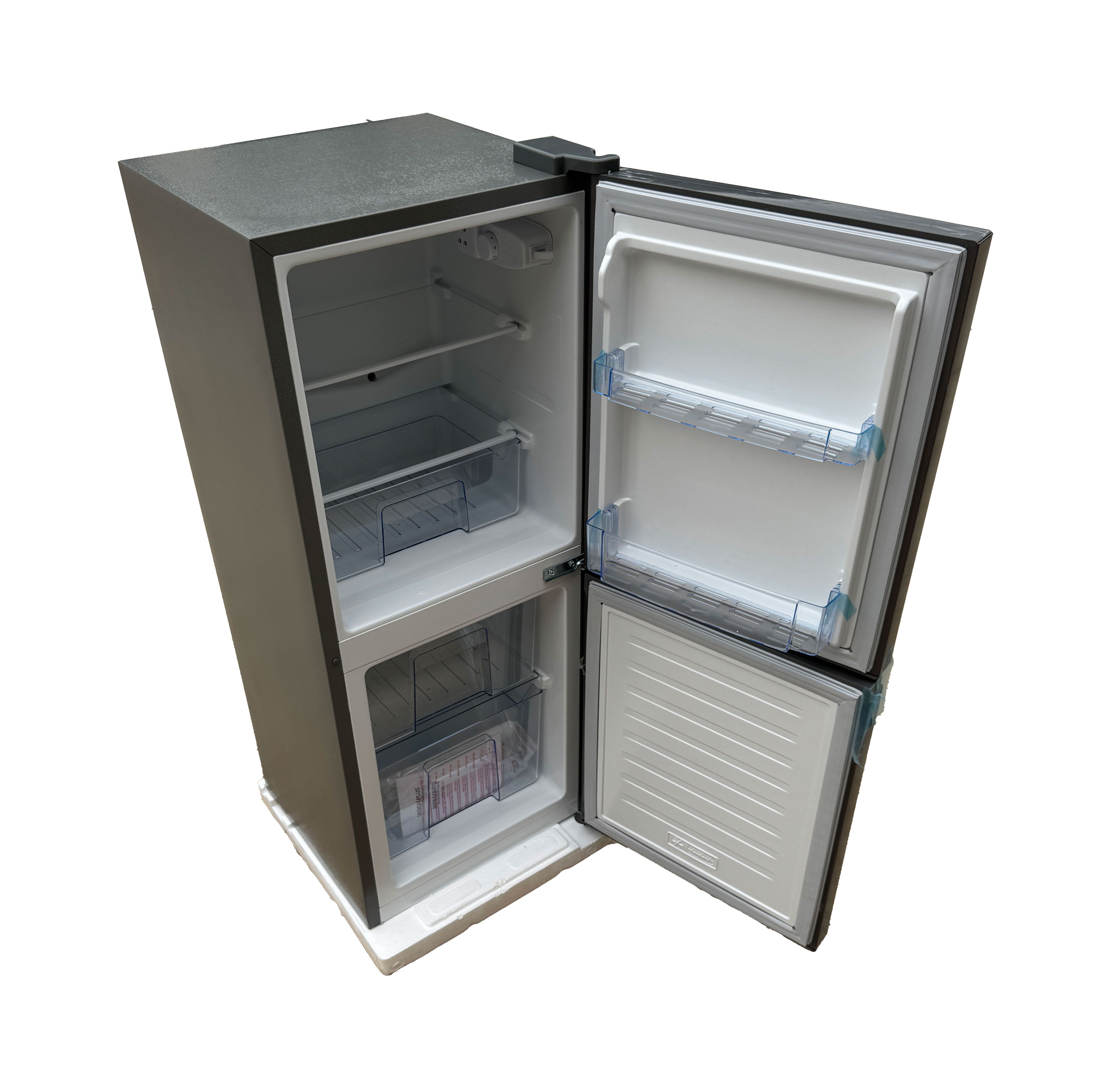 VISION PLUSN140L VPFR140NC-B  FRIDGE  BOTTOM MOUNT FREEZER, INNOX, GLASS SHELVES, LOCKABLE, 2 YEARS WARRANTY, 5 YEARS COMPRESSOR WARRANTY.