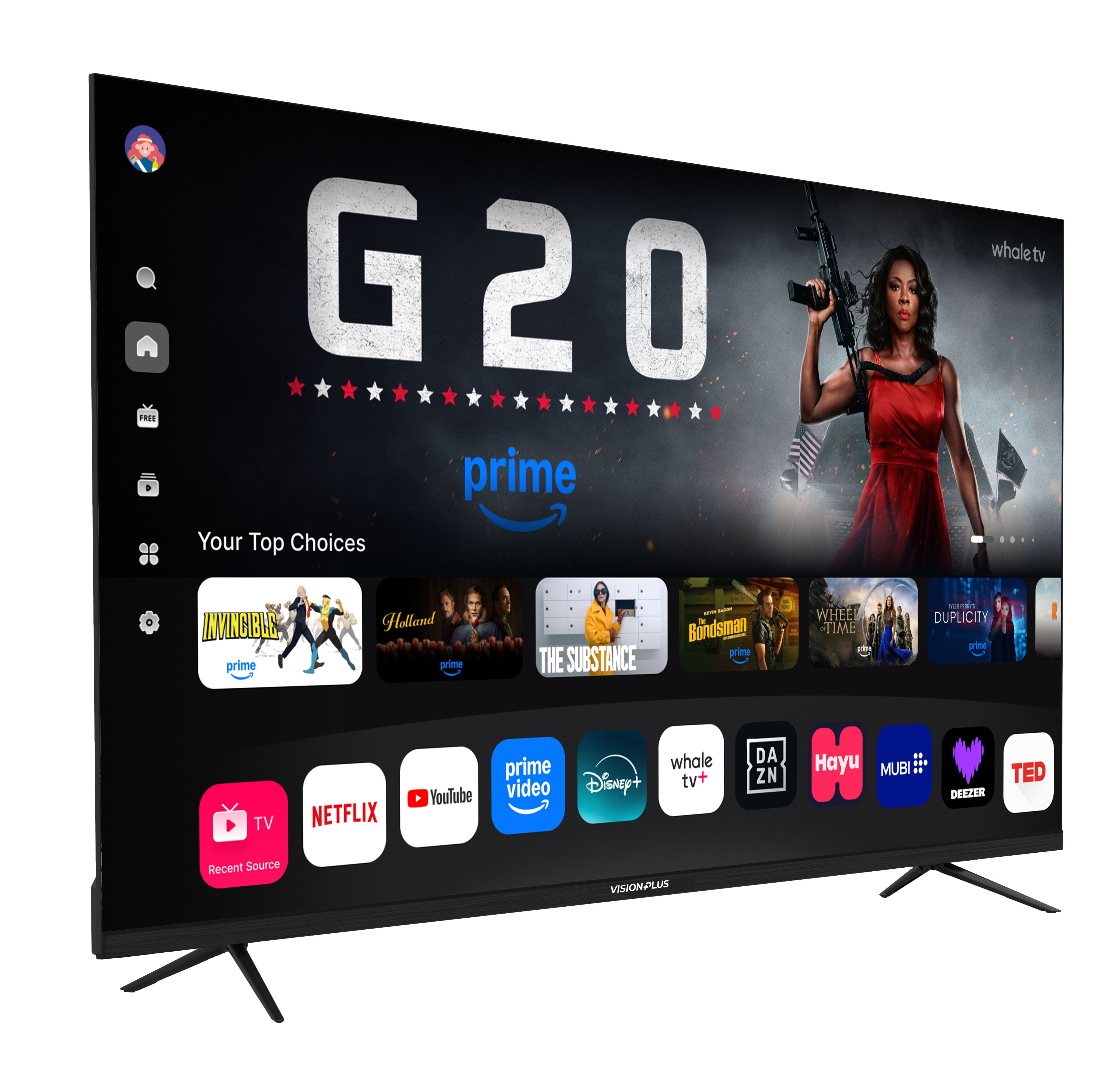 Vision Plus 43" Frameless Whale TV 43"VP8843SW  Frameless Televisions   FULL HD TV DVB-T2  Android + FREE WALL BRACKET Affordable quality Tv 2 years warranty