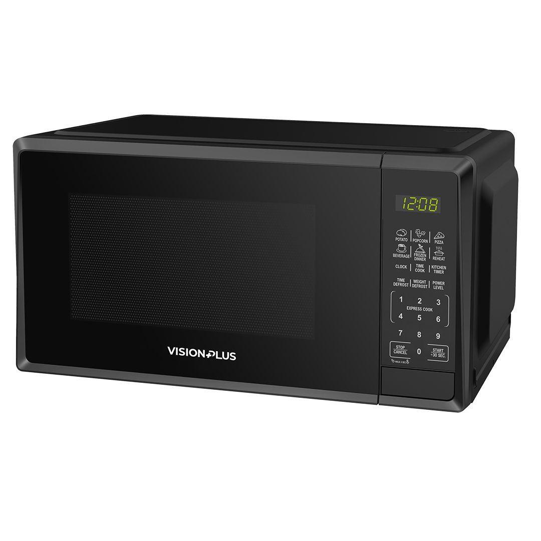 VISION PLUS 2OL SOLO MICROWAVE OVEN VPMW20SD-B, DIGITAL CLOCK, TIMER, DEFROST, END COOKING SIGNAL, CHILD SAFETY LOCK