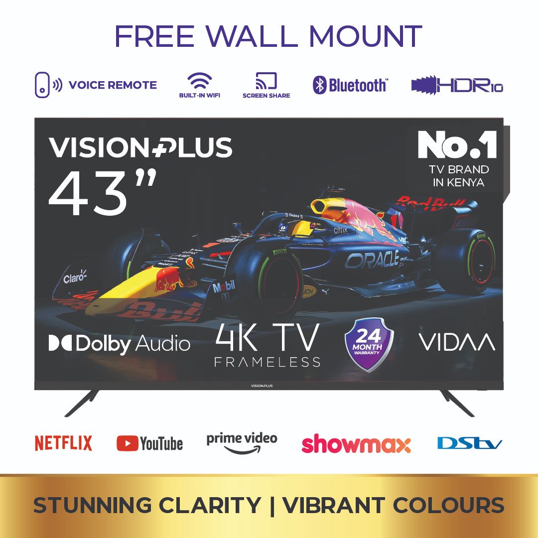 Vision Plus 43 inch Smart TV VP8843KV - 43" 4K Frameless V+ OS Smart TV Dolby Audio 4K Resolution Frameless Design (2YRs WRTY)