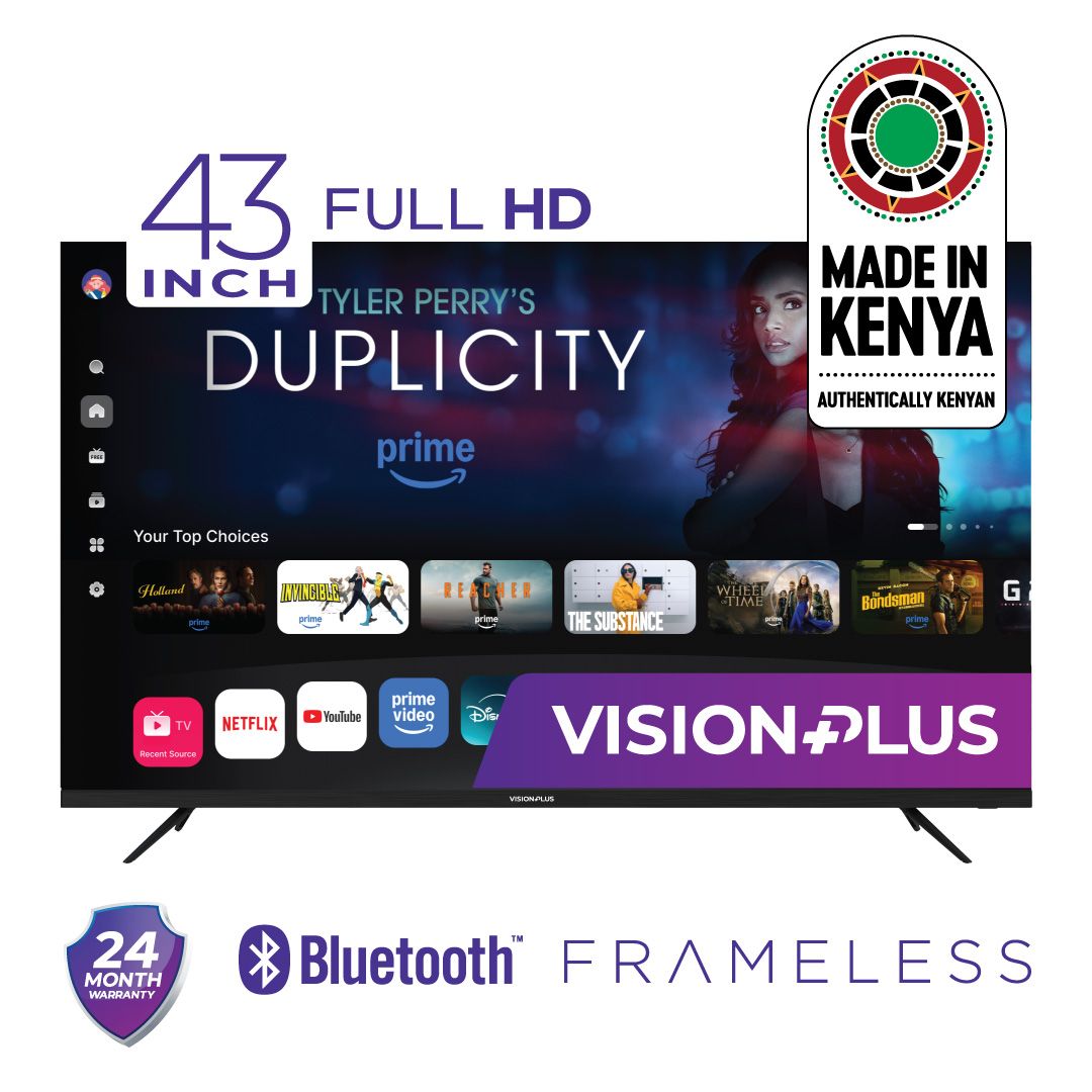Vision Plus 43" Frameless Whale TV 43"VP8843SW  Frameless Televisions Screen size: 43" Operating system: Whale OS
Resolution: FHD Resolution 1080p Warranty: 2 Years Refresh Rate: 60Hz Connectivity: BT