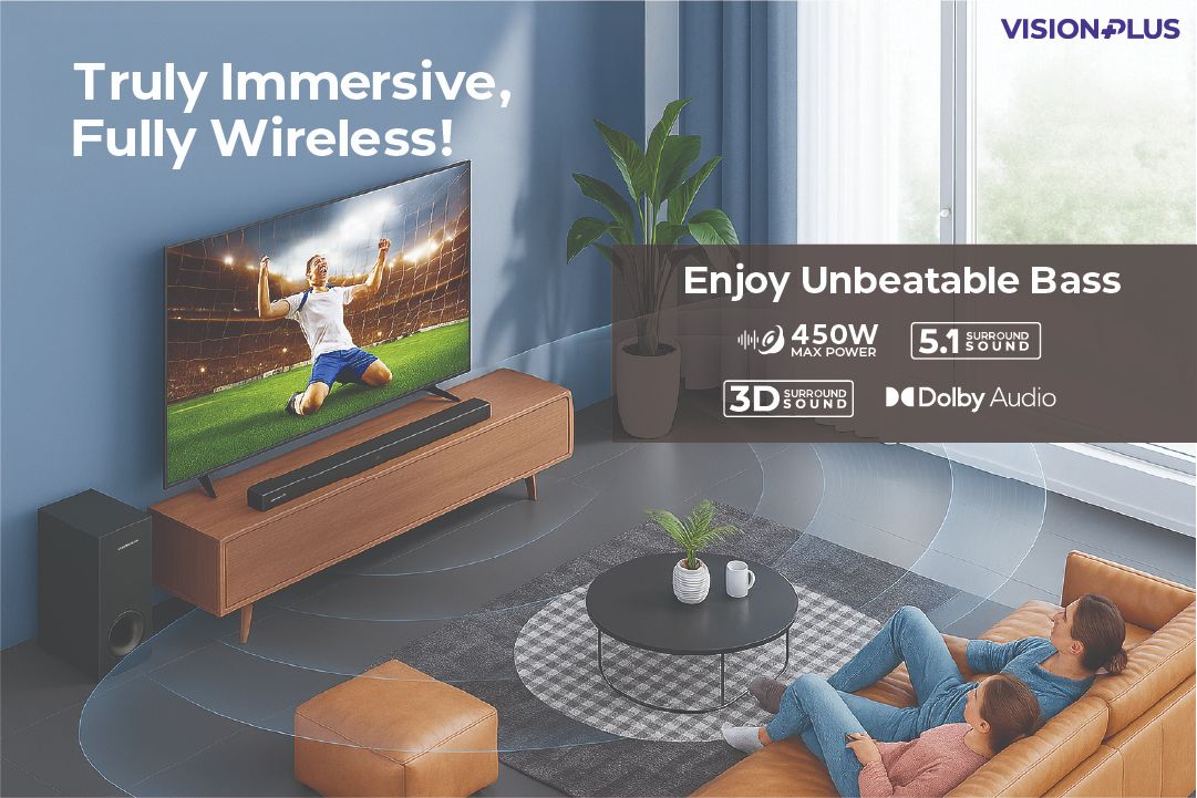 Vision Plus 2.1 CH Soundbar Wireless  Speaker VP2120SB Vision Plus 160W With Dolby Digital Plus