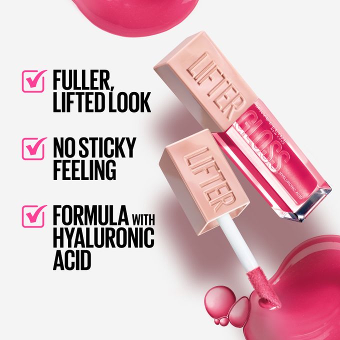 Maybelline Lifter Gloss Hydrating Lip Gloss With Hyaluronic Acid Bubblegum Shade