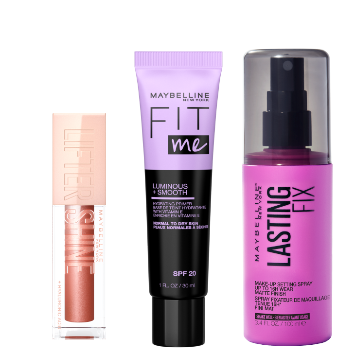 【Clearance deal】Maybelline Baddie Starter Kit(Maybelline Lasting Fix Setting Pray + Fit Me Primer Luminous & Smooth + Lifter Gloss Topaz)