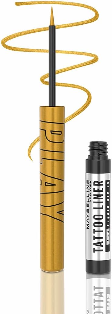 Maybelline New York Tattoo Play Assorted Liquid Eyeliner - Longwear Waterproof Eyeliner - Metallic Finish, Ride, 2.1ml