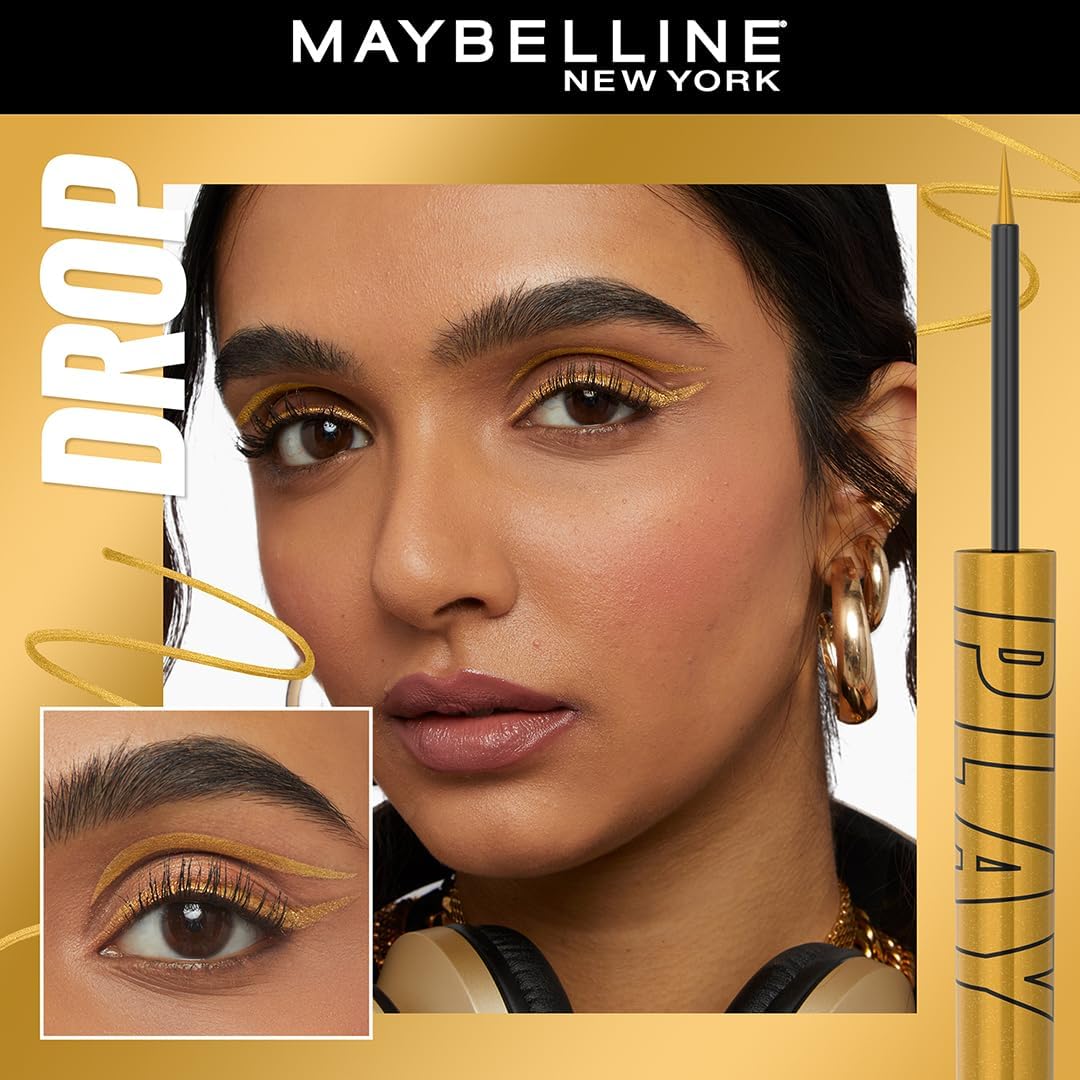 Maybelline New York Tattoo Play Assorted Liquid Eyeliner - Longwear Waterproof Eyeliner - Metallic Finish, Ride, 2.1ml