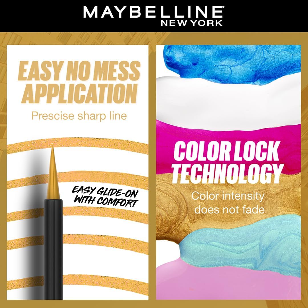 Maybelline New York Tattoo Play Assorted Liquid Eyeliner - Longwear Waterproof Eyeliner - Metallic Finish, Ride, 2.1ml