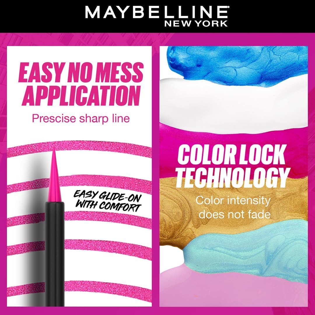 Maybelline New York Tattoo Play Assorted Liquid Eyeliner - Longwear Waterproof Eyeliner - Metallic Finish, Ride, 2.1ml