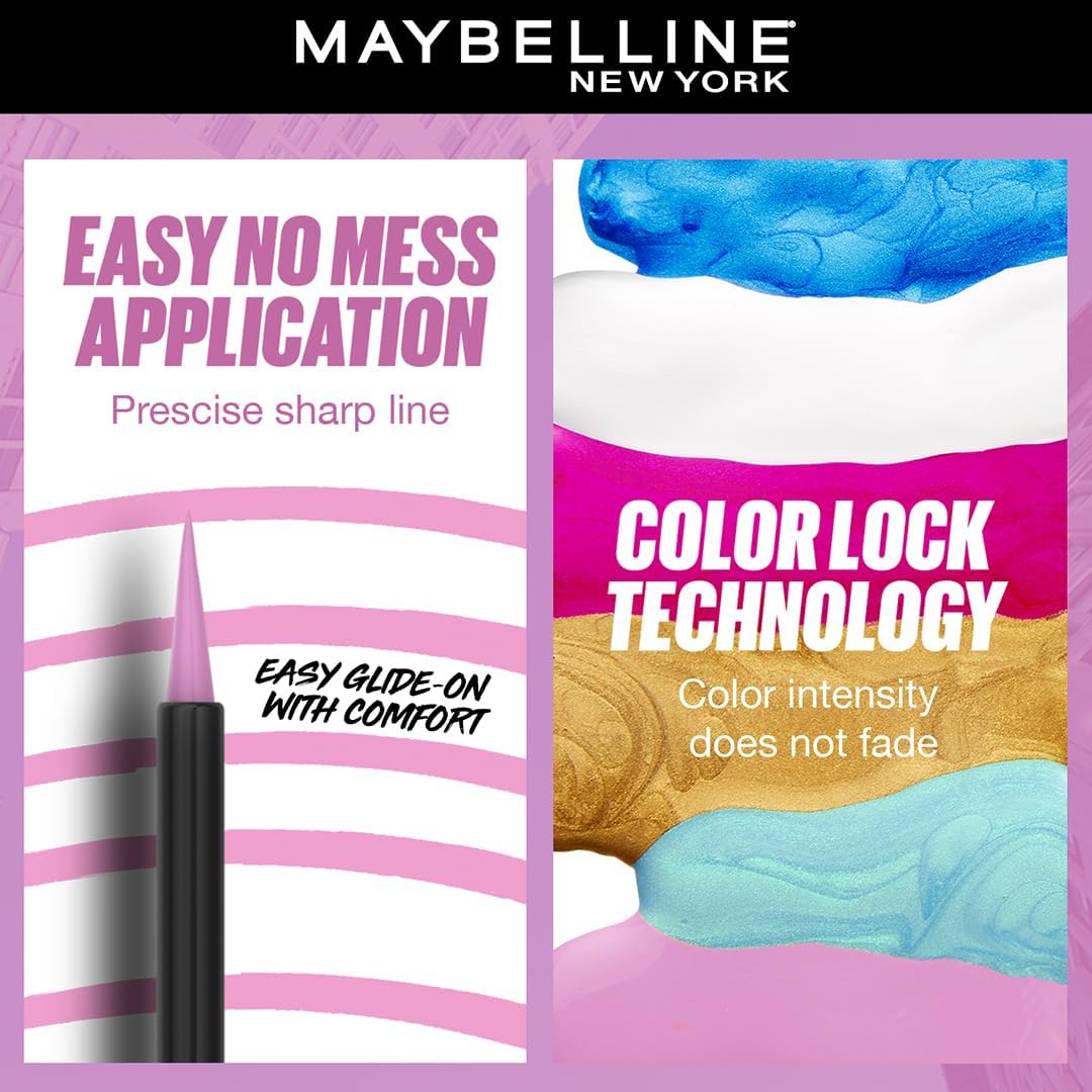 Maybelline New York Tattoo Play Assorted Liquid Eyeliner - Longwear Waterproof Eyeliner - Metallic Finish, Ride, 2.1ml