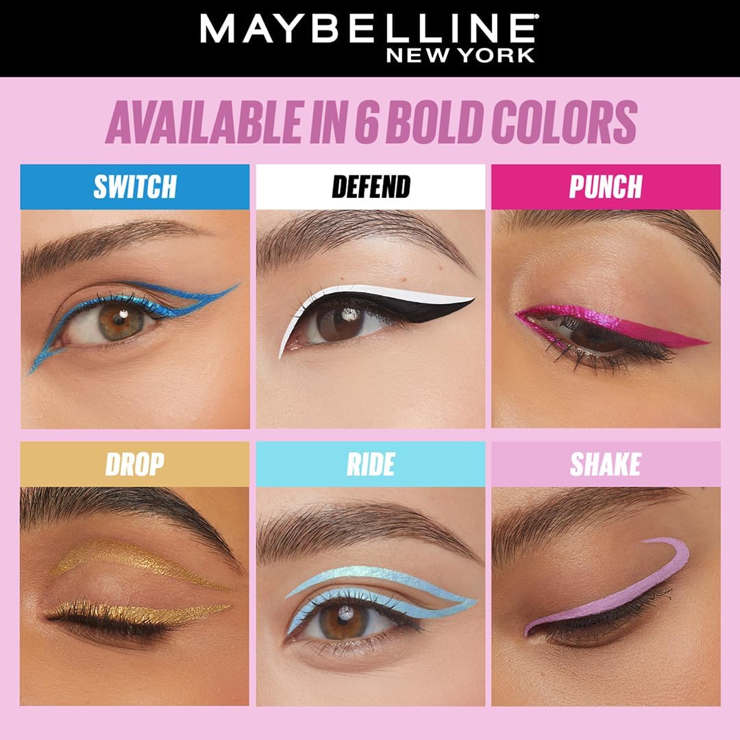 Maybelline New York Tattoo Play Assorted Liquid Eyeliner - Longwear Waterproof Eyeliner - Metallic Finish, Ride, 2.1ml