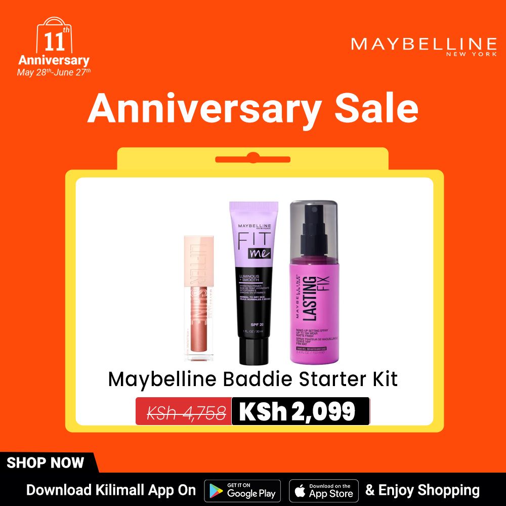 【Clearance deal】Maybelline Baddie Starter Kit(Maybelline Lasting Fix Setting Pray + Fit Me Primer Luminous & Smooth + Lifter Gloss Topaz)