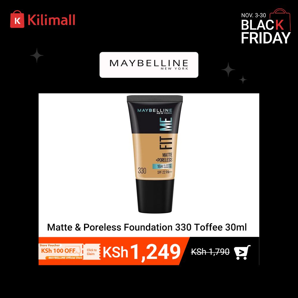 【Promotion】Maybelline New York Fit Me Matte & Poreless Foundation 330 Toffee 30ml