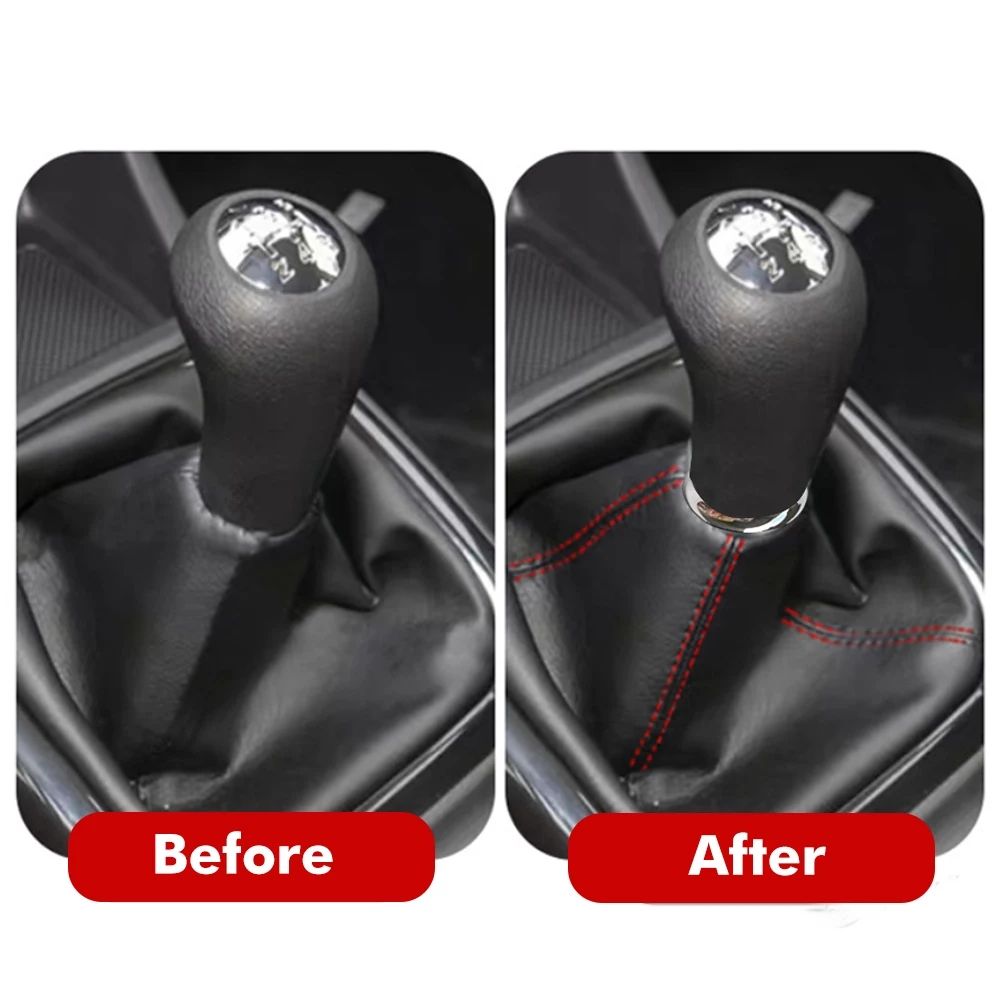 Universal PU Leather Car Gear Knob Shift Collars Car Truck Manual Stick Shifter Boot Cover Gaiter Black White Red Car Interior