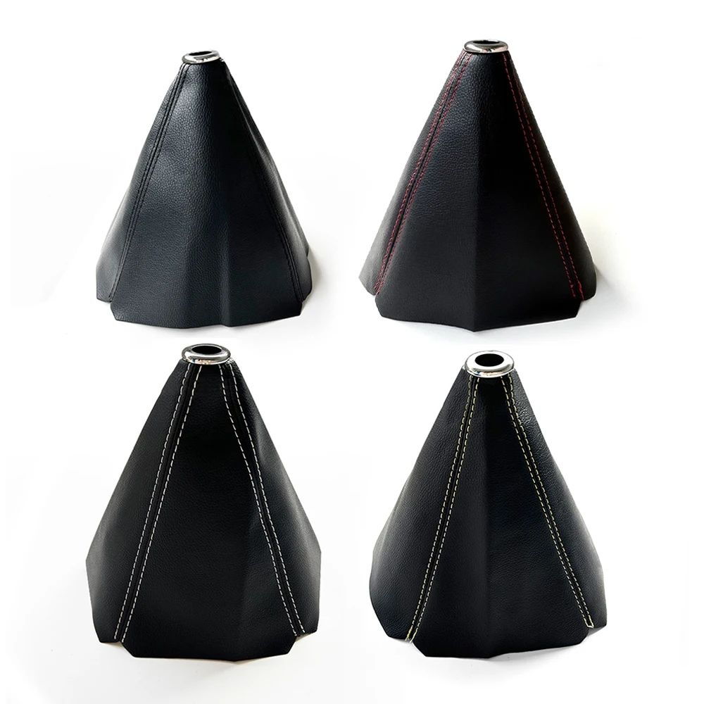 Universal PU Leather Car Gear Knob Shift Collars Car Truck Manual Stick Shifter Boot Cover Gaiter Black White Red Car Interior