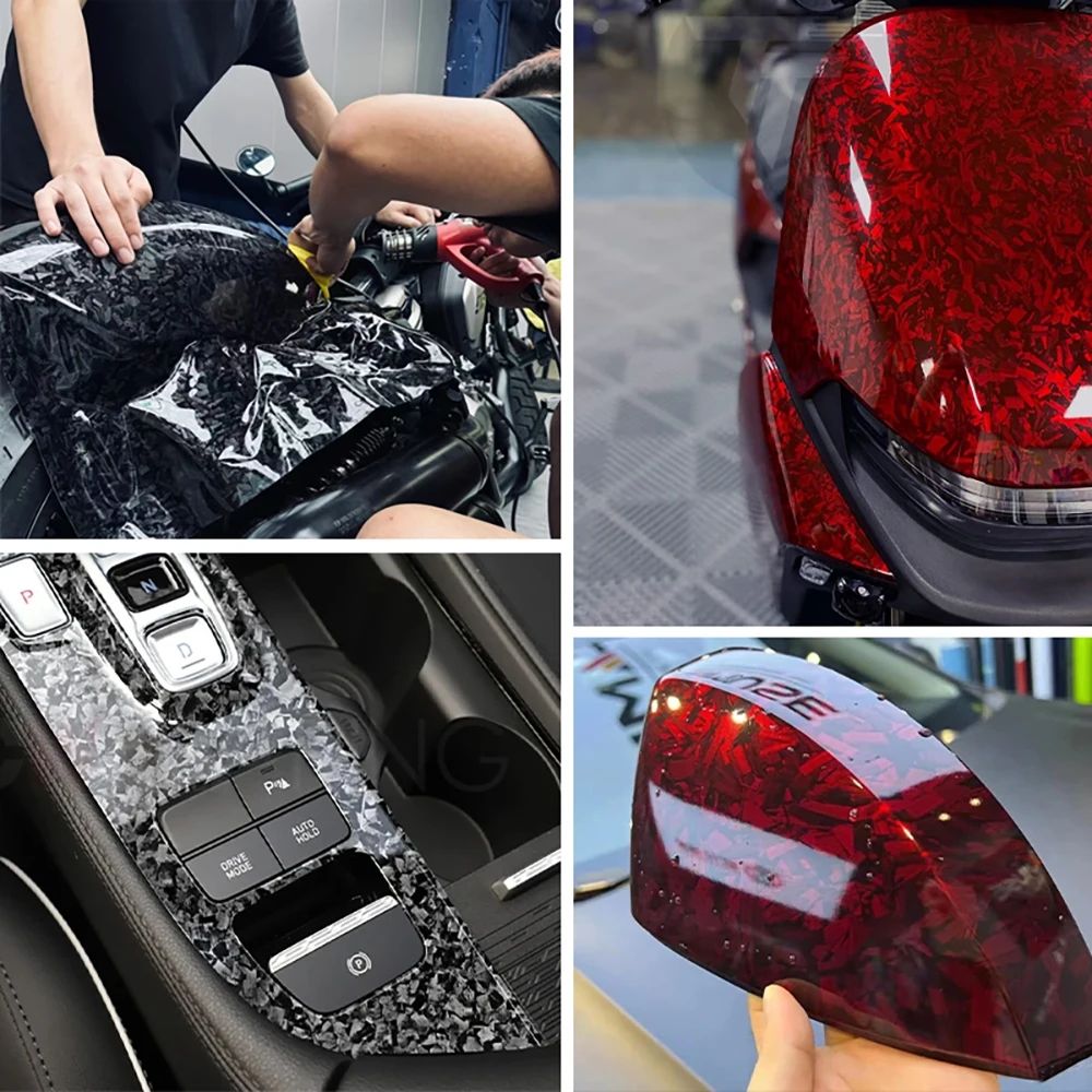 Carbon Fiber Vinyl Film Self Adhesive Auto Tuning Vinyl Wrap Glossy Black Red Car Body Film Cars Motorcycle Stickers Wrap Foil