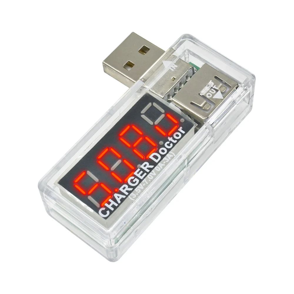 Digital USB Mobile Power charging current voltage Tester Meter Mini USB charger doctor voltmeter ammeter Turn transparent