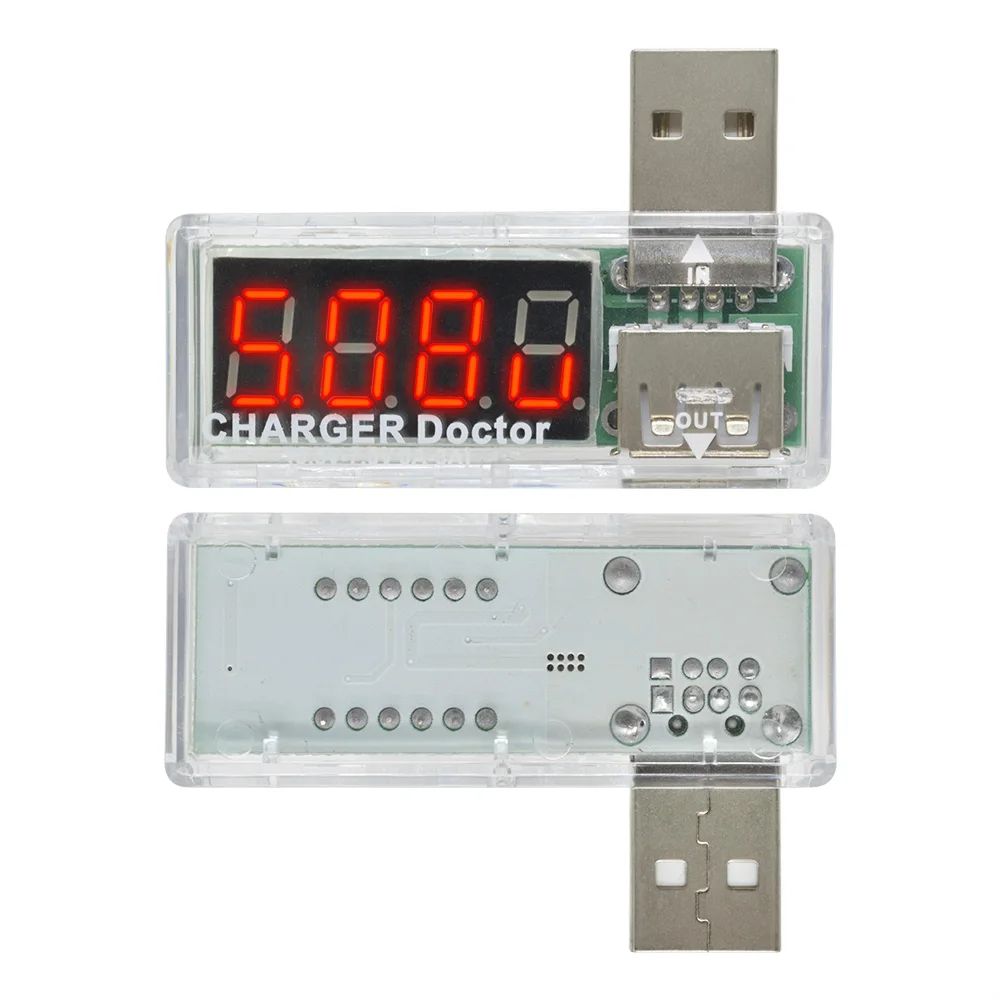 Digital USB Mobile Power charging current voltage Tester Meter Mini USB charger doctor voltmeter ammeter Turn transparent