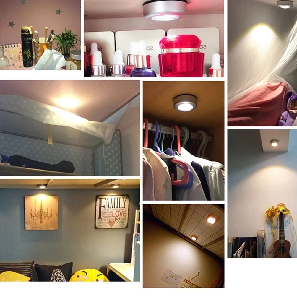 Car Roof Ceiling Reading Light 3 LED Battery Powered Car Roof LED Reading Light Touch Type Wireless Auto Interior Lamp