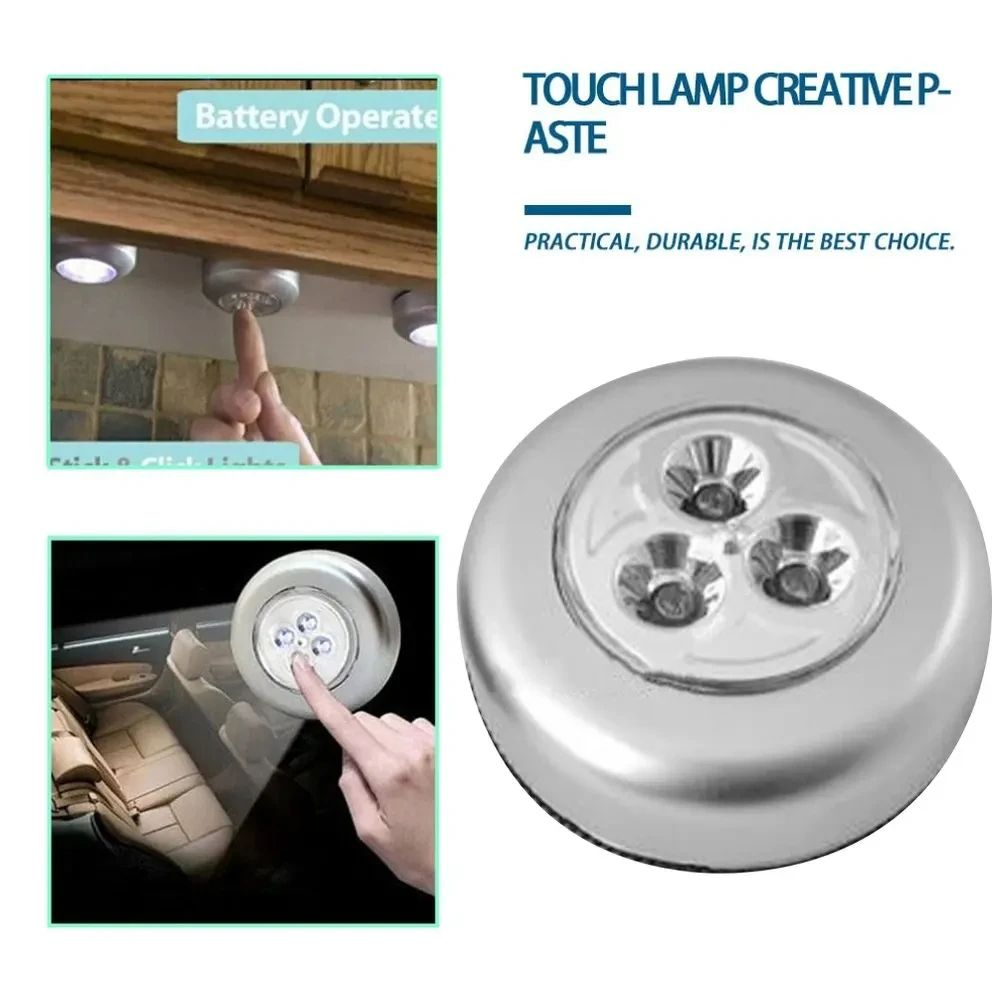 Car Roof Ceiling Reading Light 3 LED Battery Powered Car Roof LED Reading Light Touch Type Wireless Auto Interior Lamp