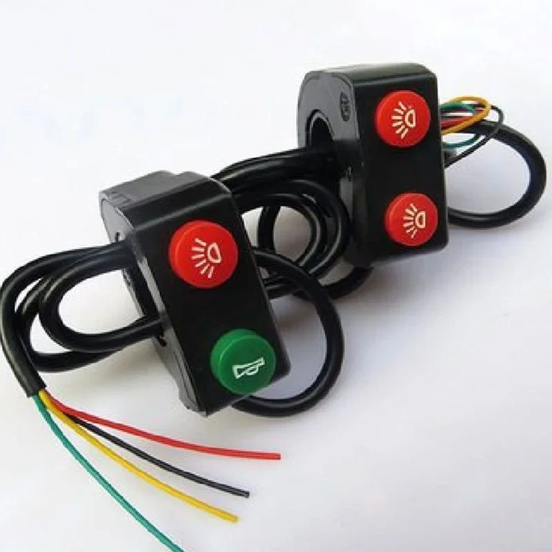 22mm Handlebar Horn and Headlight Combination Button Switch for Motorcycle ATV Scooter Electric Bicycle Universal Refit Parts