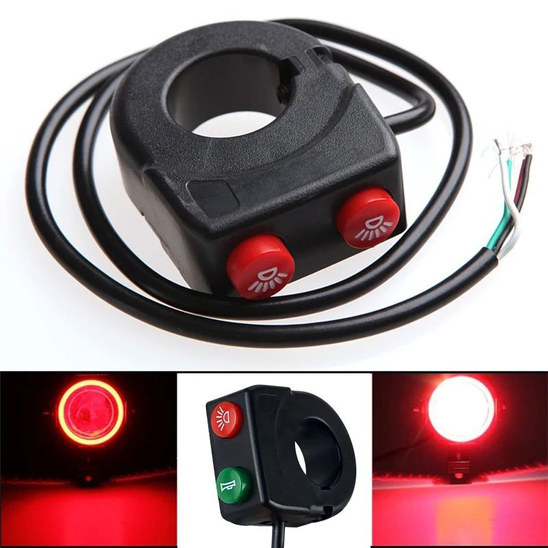 22mm Handlebar Horn and Headlight Combination Button Switch for Motorcycle ATV Scooter Electric Bicycle Universal Refit Parts
