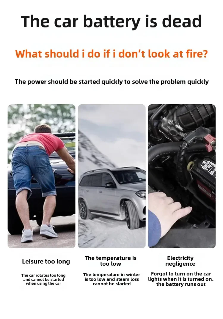 For Makita Car Battery Jump Starter Lithium Emergency Power Bank with Thickened Copper Clips