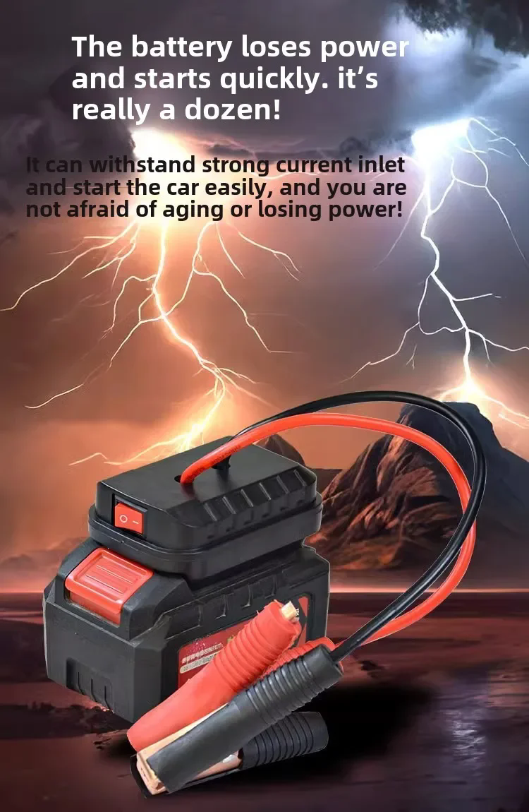 For Makita Car Battery Jump Starter Lithium Emergency Power Bank with Thickened Copper Clips
