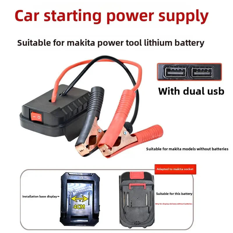 For Makita Car Battery Jump Starter Lithium Emergency Power Bank with Thickened Copper Clips