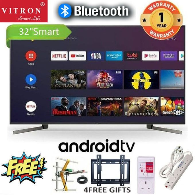 VITRON BLUETOOTH TV-32" INCH HTC3200S,FRAMELESS Smart Android TV Inbuilt Decoder Inbuilt WIFI Netflix Youtube Appstore 2*USB 3*HDMI +14 MONTHS WARRANTY+ 4 FREE GIFTS