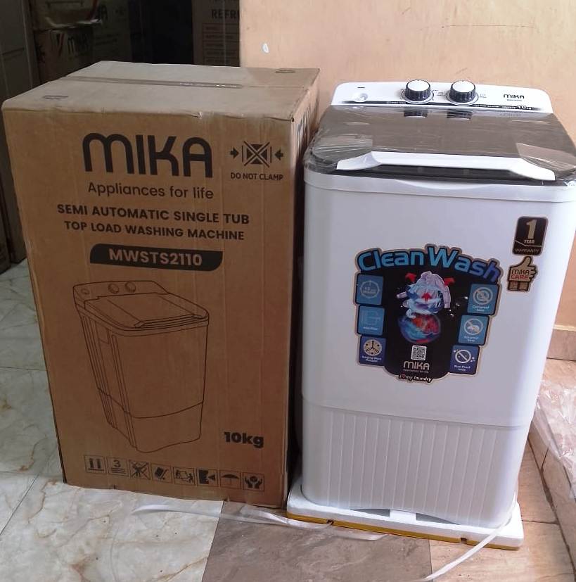Mika Single-Tub Top-Load Washing Machine- 10KG//15 minutes Wash Time+1 YEAR WARRANTY
