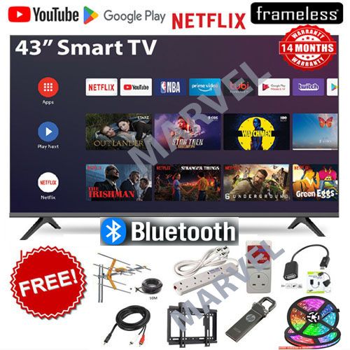 CLEARANCE SALE!!Vitron HTC 4388FS 43" INCH FRAMELESS-BLUETOOTH-ENABLED  FULL HD,1080P,SMART TV ANDROID 11 TV NETFLIX ,YOUTUBE TELEVISION INBUILT DECODER , BUILT-IN WIFI+8 FREE GIFTS+14 MONTHS WARRANTY
