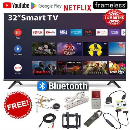 [ TODAY ONLY ] VITRON 32" INCH HTC3200S,FRAMELESS/BLUETOOTH TV Smart Android TV Inbuilt Decoder Inbuilt WIFI Netflix Youtube Appstore 2*USB 3*HDMI 14MONTHS WARRANTY+8 FREE GIFTS