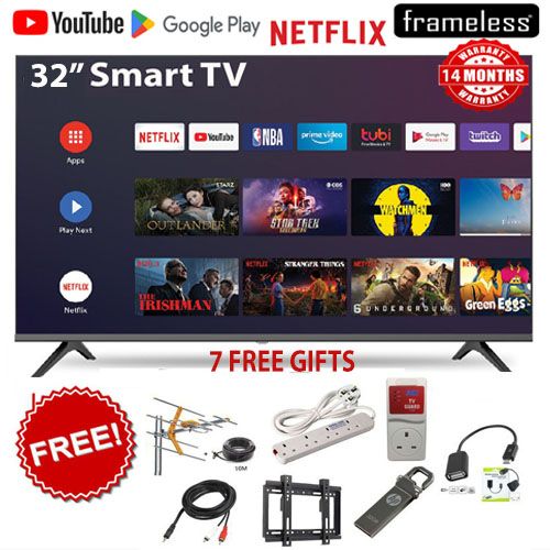 ARTEL 32" Inch BLUETOOTH TV FRAMELESS Smart Android TV with Inbuilt Decoder Inbuilt WIFI,Netflix,Youtube Google Appstore 14 Months Warranty + 7 FREE GIFTS
