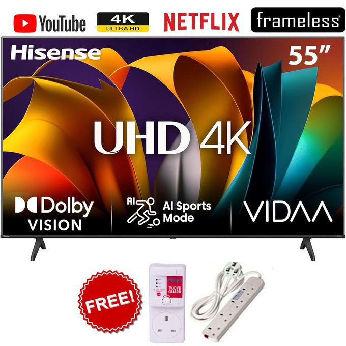 Hisense 55A6N,55" Inch Smart TV,BLUETOOTH,ULTRA HD 4K +FREE EXTENSION+TV GUARD+2YRS WARRANTY